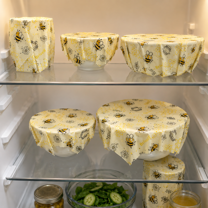 Lot de 3 Emballages alimentaires en cire d'abeille - Bee-Wraps Melliva