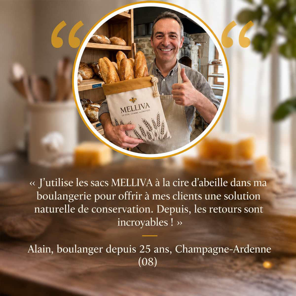 Sacs Melliva Premium en cire d'abeille & coton 100 % — Lavables, pour une conservation naturelle
